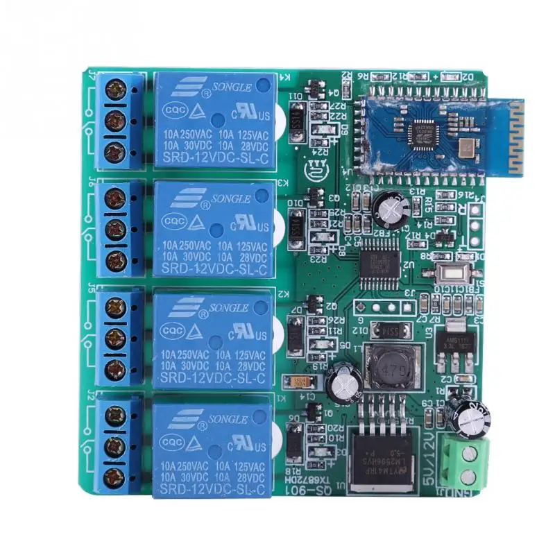 Blue VBESTLIFE пульт дистанционного управления для мобильного телефона 12 В 4 канала Bluetooth релейный переключатель управление телефоном 10 м передача беспроводного релейного модуля - Цвет: Blue