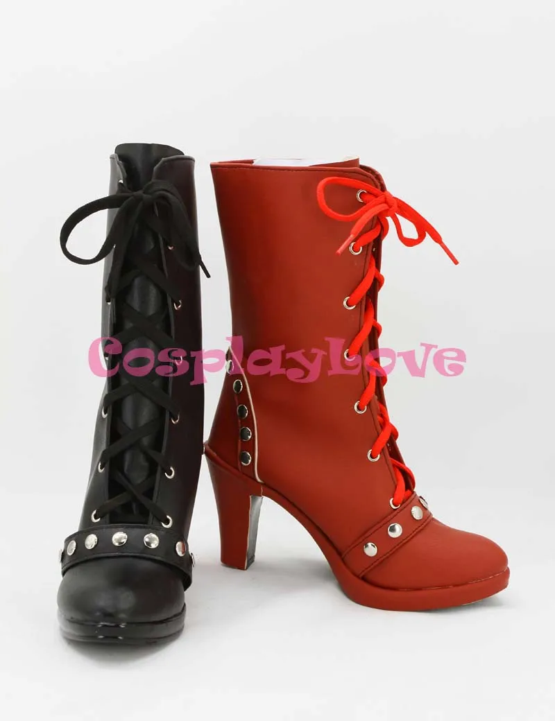 Новейшие изготовленные на заказ черные и красные туфли для косплея из