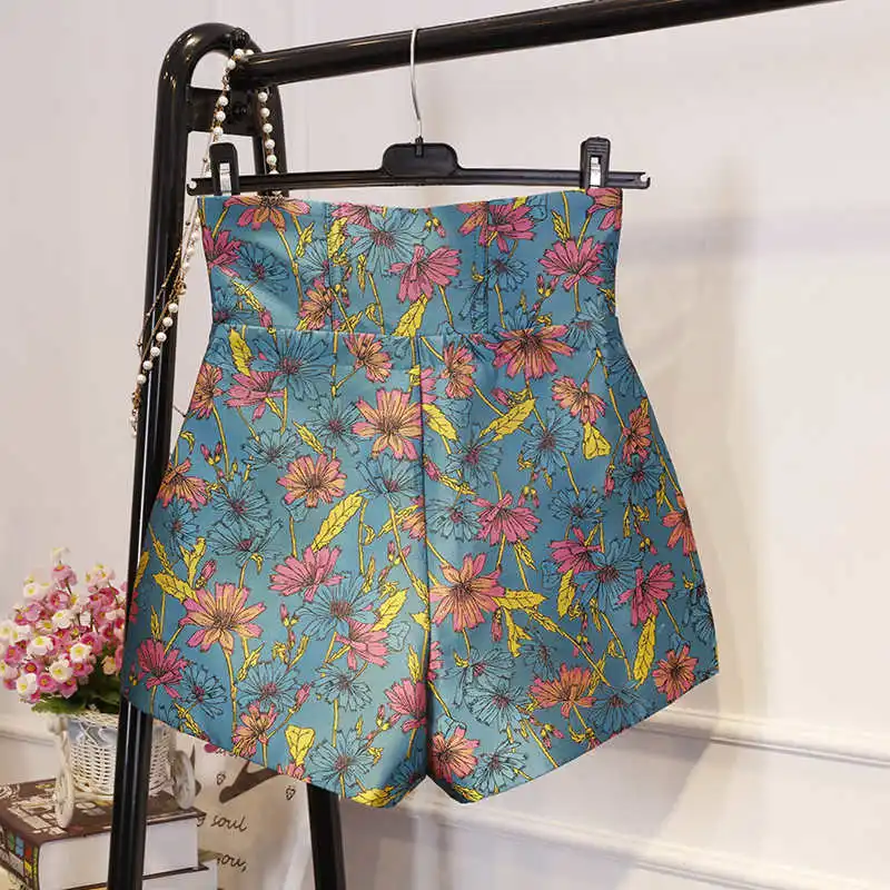 Шорты женские с завышенной талией на молнии широкими штанинами винтажный