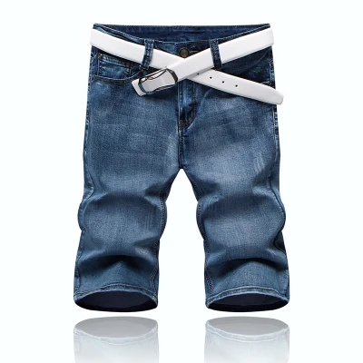 Dark blue Новые модные мужские короткие джинсы хлопковые летние Стильные шорты тонкие дышащие джинсовые шорты мужские модные эластичные джинсы/размер 28-36 - Цвет: Dark blue