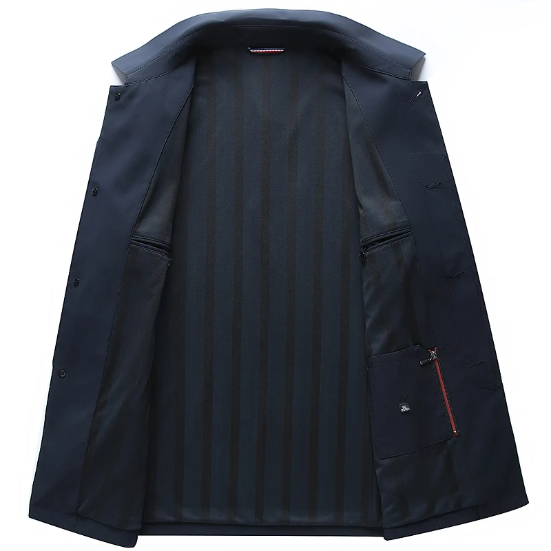 New 2019 spring autumn smart casual trench coat men solid color turn down collar single breasted outerwear | Мужская одежда