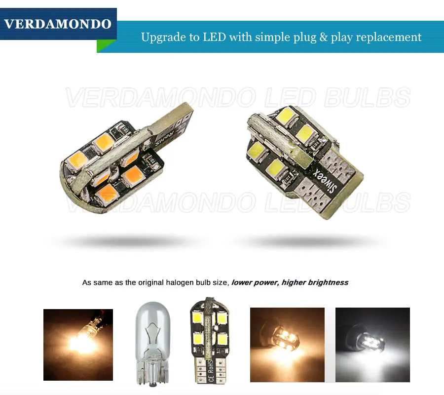 2X W5W T10 194 168 LED 16 2835 SMD Автомобильные фары купол номерной знак двери боковые
