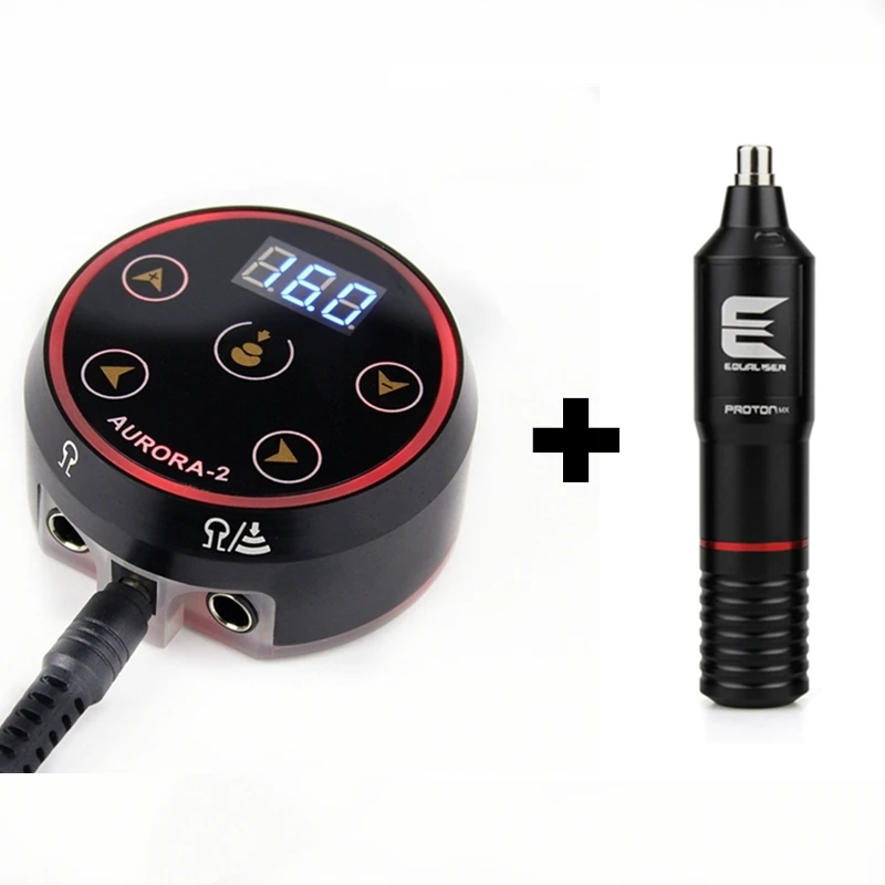 Red Kits Professional Powerful Tattoo Kit Hybird Rotary Tattoo Machine Pen Motor Strong Quiet and Aurora II LCD Power Tattoo Kits - Цвет: Red Kits