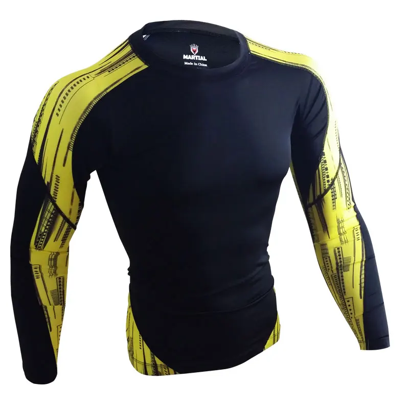Военные бренды mma rashguards fight grappling Mma rashguards компрессионные футболки Bjj jersey crossfit Combat mma rashguards - Цвет: Черный