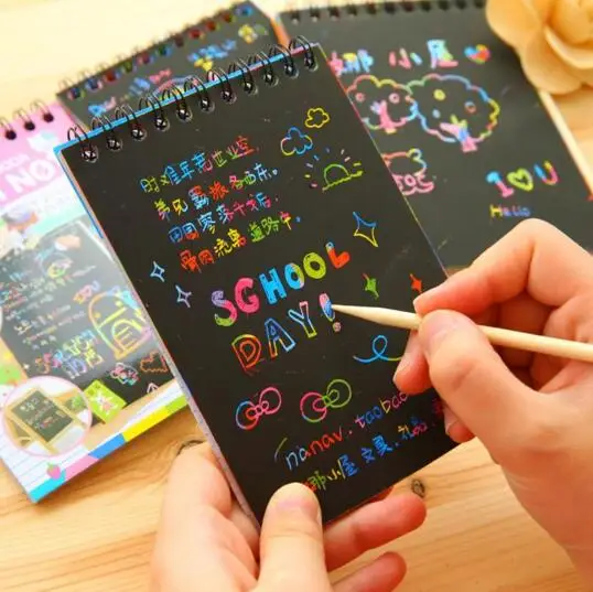 Черный картонный скретч-note креативные DIY бумажные скетч-примечания для детей