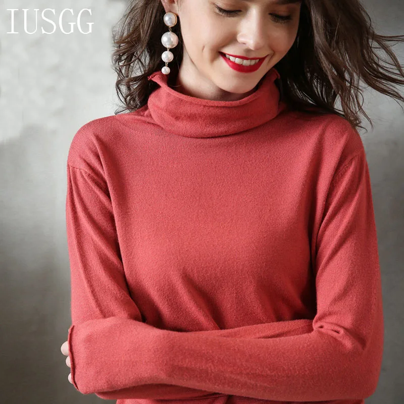 

Top Trendy Autumn Winter Sweater Pile Heap Collar Pullovers Knitwear Jumpers Long Sleeve Knitted Tops Slim Bottom Basic Sweater