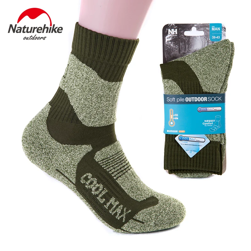 NatureHike Men Socks Hiking Climbing Skiing Outdoor Running Keep Warm Sport Male Grey Green Winter |