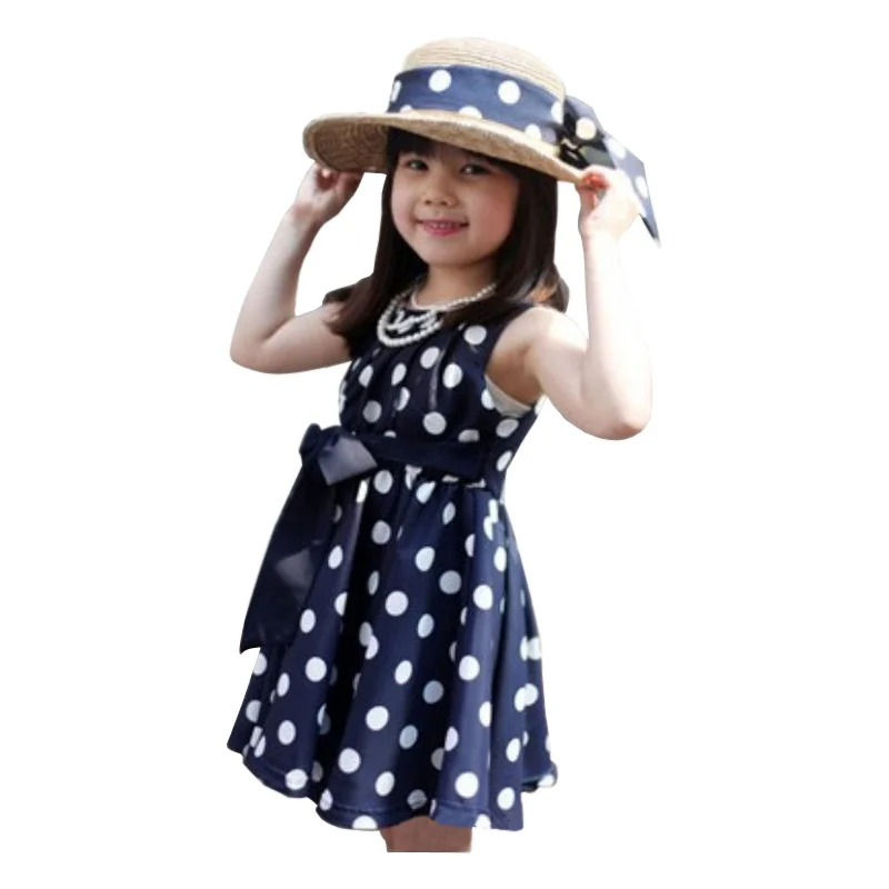 2018 милое платье в горошек для девочек детское платье-пачка без рукавов одежда
