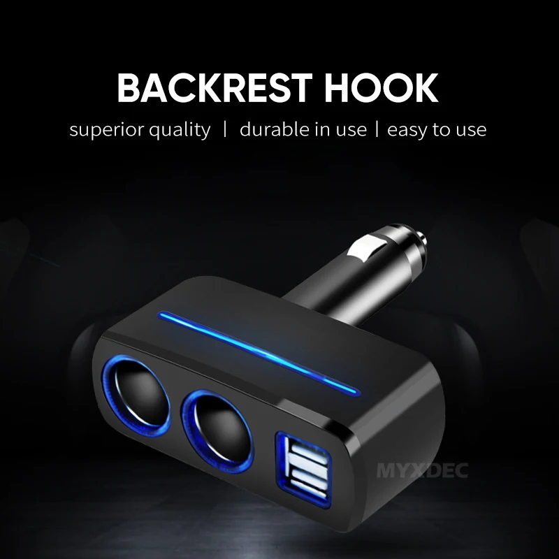 Черный белый 3.1A 80 Вт Двойной зарядное устройство USB адаптер 2 розетки автомобильный прикуриватель разветвитель адаптер со встроенным предохранителем синий свет
