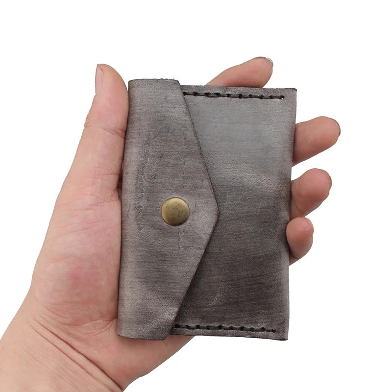 Итальянские однотонные мини кошельки ручной работы из воловьей кожи с карманом