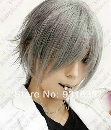 Soul Eater Franken Stein Cosplay Wig Grey silver costume Short wig |