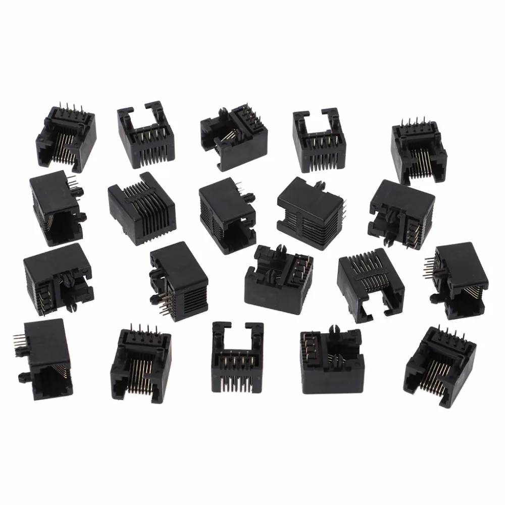 20 шт. RJ45 8P8C компьютер Интернет сеть PCB разъем Черный Новый 2018|Соединители| |