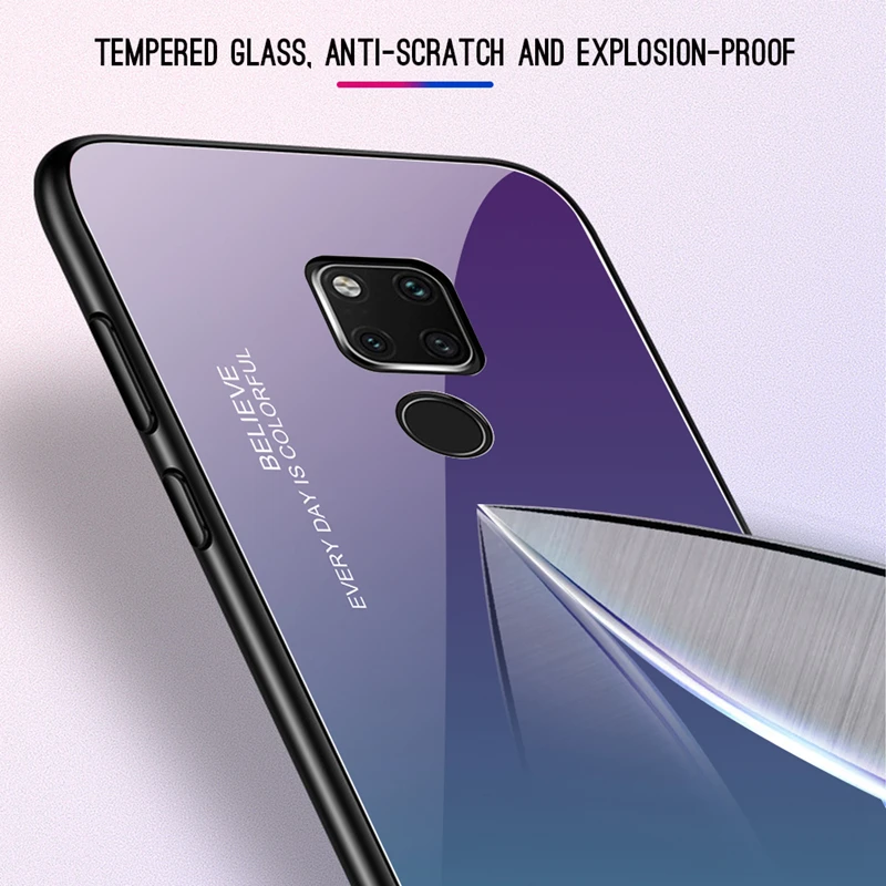 Стеклянный чехол для Huawei Mate 20 Lite 10 Pro градиентный из закаленного стекла Honor View View20