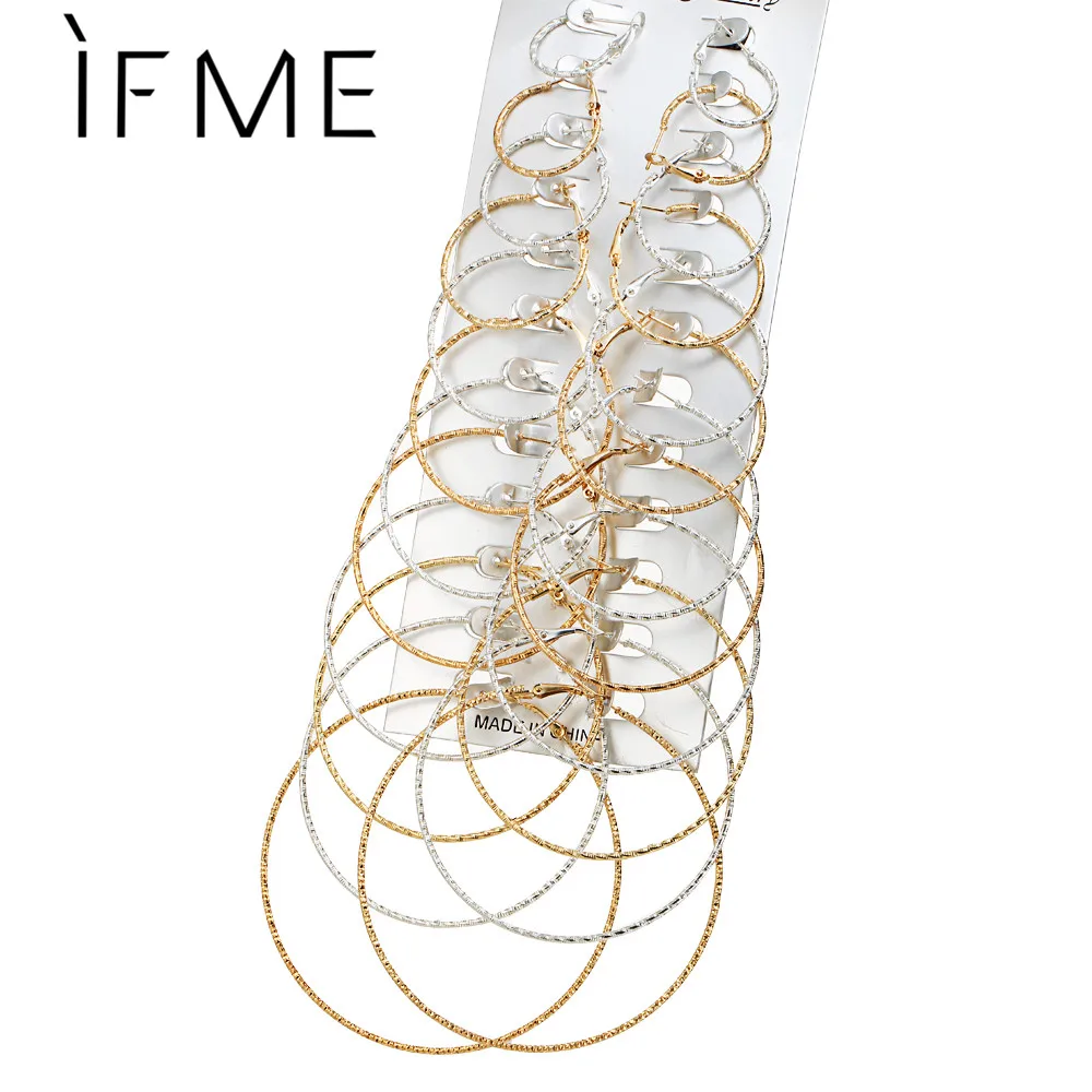 Комплект сережек для женщин и девочек IF ME большая геометрическая круглая форма в