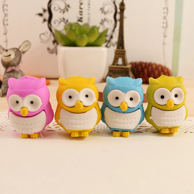

1pc Kawaii Novelty Owl Rubber Eraser Pencil Stationery Store School Office Supplies Art Drawing Papelaria Creative Kid Cute Gift