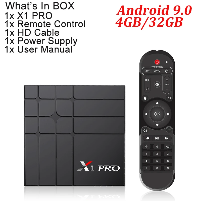 4G 32G X1 PRO Android 9,0 ТВ приставка 4GGB ram 32 ГБ/64 Гб rom RK3318 Четырехъядерный 4K HD медиаплеер 2,4G& 5G wifi Google Pay ОТТ ТВ приставка - Цвет: 4G 32G