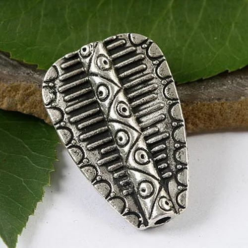 

8pcs Tibetan silver 2sided comb design pattern charms h1651