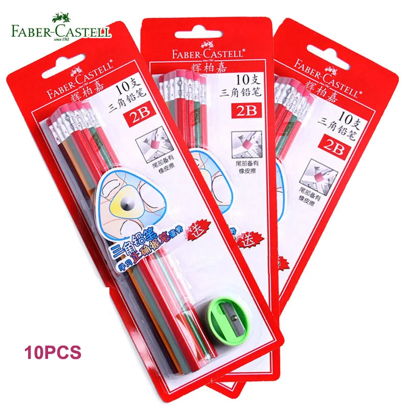 Faber Castell 1322 зажима треугольные записи карандаши HB 2B и точилка Винтаж Деревянный