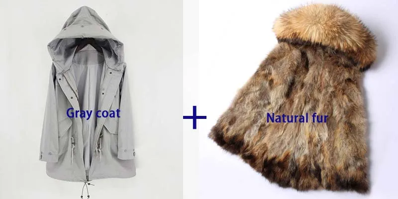 Cotton Coat S-7XL Водонепроницаемая парка, пальто из натурального меха, зимняя куртка для женщин, натуральный мех енота, меховой воротник, Лисий мех, подкладка, теплая Толстая Уличная одежда - Color: Cotton Coat