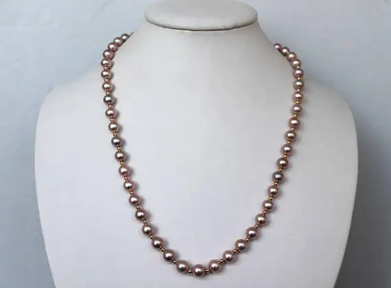 ????? ナチュラルパールジュエリー、モーブ淡水真珠のネックレス、 AAA 8-9 ミリメートル高品質本物の真珠ジュエリー、 20 インチ