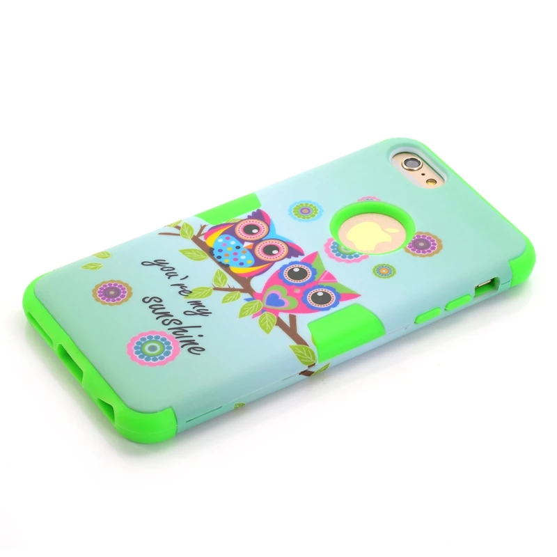 Для apple iphone 6 plus/6 s plus Симпатичные Совы Солнечный Телефон Case Cover Гибридный Жесткий