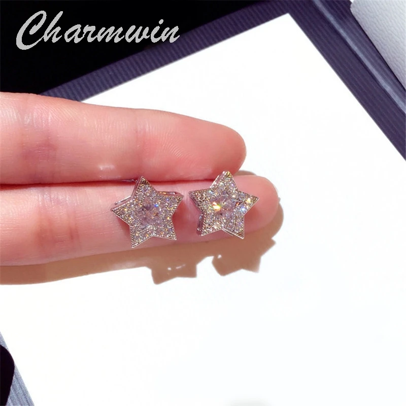Женские серьги гвоздики Charmwin стразы со звездами модные ювелирные