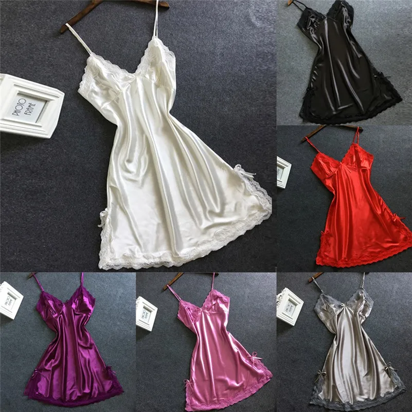 Женское атласное сексуальное кружевное нижнее белье с бантом Babydoll v образным
