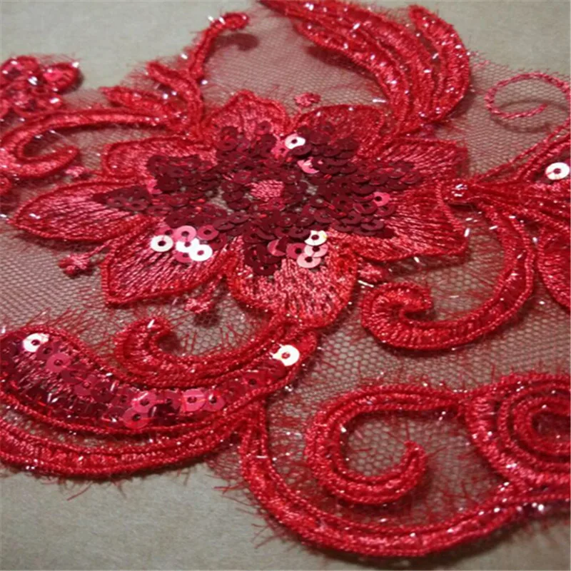 Delicate 9Meters Red Glitter Wedding Dress Cording Lace Applique Thread Embroidery Accessories Trim 15cm LR0024 | Дом и сад