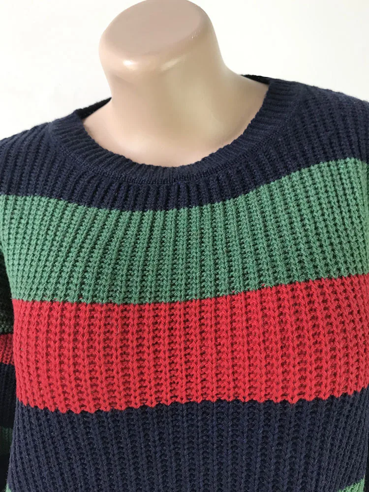 Женский вязаный свитер в полоску с длинным рукавом | Женская одежда