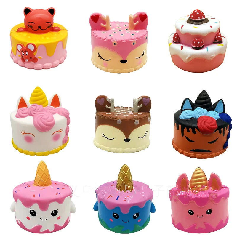 Детский мягкий экструзионный медленный отскок Kawaii торт Единорог снимает