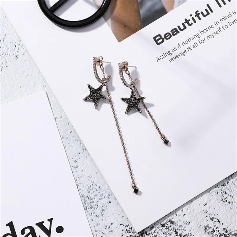 2019 корейская мода звезды геометрической формы Кристалл кисточкой Длинные серьги