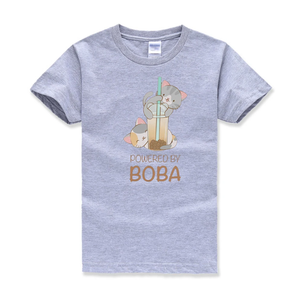 Милая рубашка Neko Boba Kawaii-Bubble tea Kawaii одежда для любителей кошек-Пастельная Эстетическая футболка унисекс с большим размером