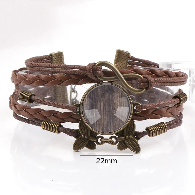 Мужской коричневый браслет из искусственной кожи рок-байкерские браслеты с