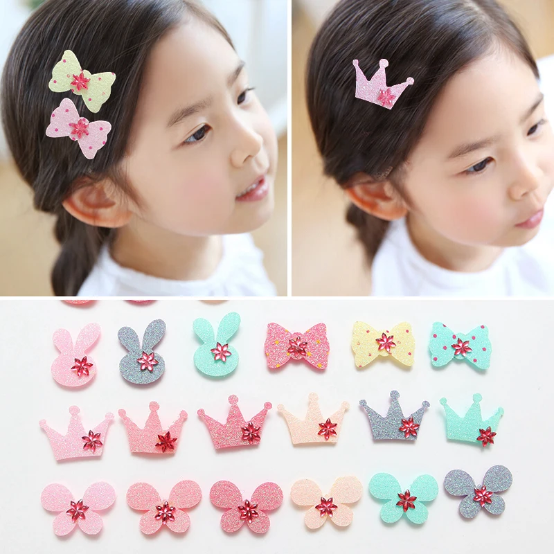6 PCS/Set Cartoon Crown Rabbit Butterfly Pattern Girls Magic Hair Sticker Children Headdress Hairbands For Kids Accessories | Детская