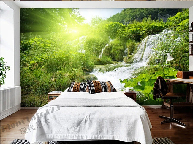 The custom 3D murals forest streams under the sun living room sofa TV wall bedroom paper Обустройство дома