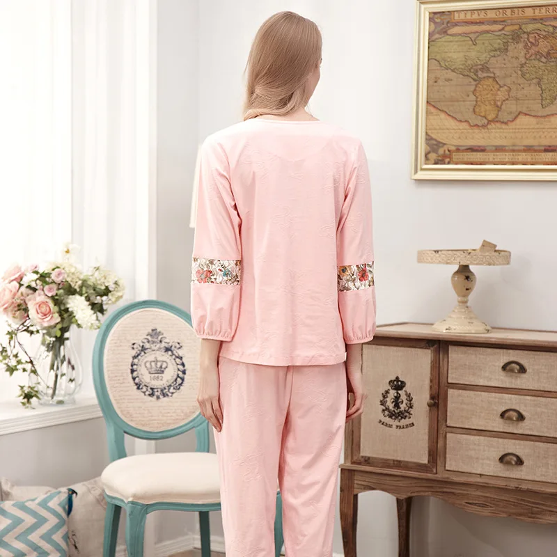 Новинка 2016 весенние и осенние пижамы женские молочный Шелковый костюм для отдыха