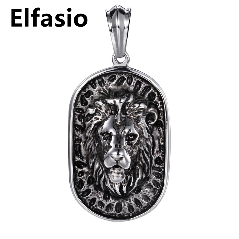 8 мм черный оникс бусины Мужские Серебряный лев Щит Кулон ожерелье из нержавеющей