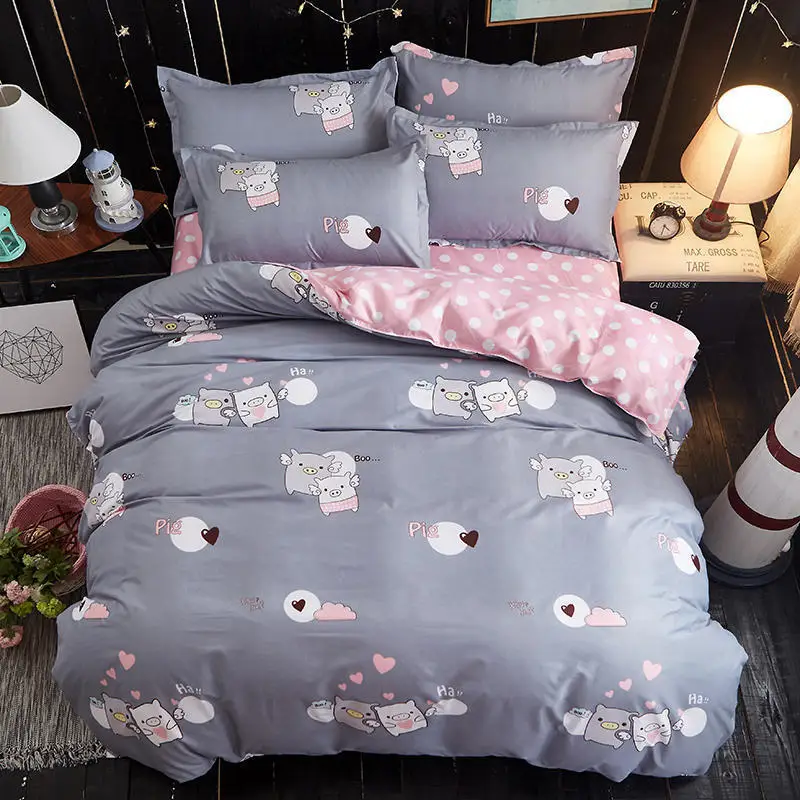 Solstice Home Textile 2018 Fashion Print Plaid Skin Comfortable Bedclothes Quilt Cover Pillowcase Bedding 3/4pcs | Дом и сад