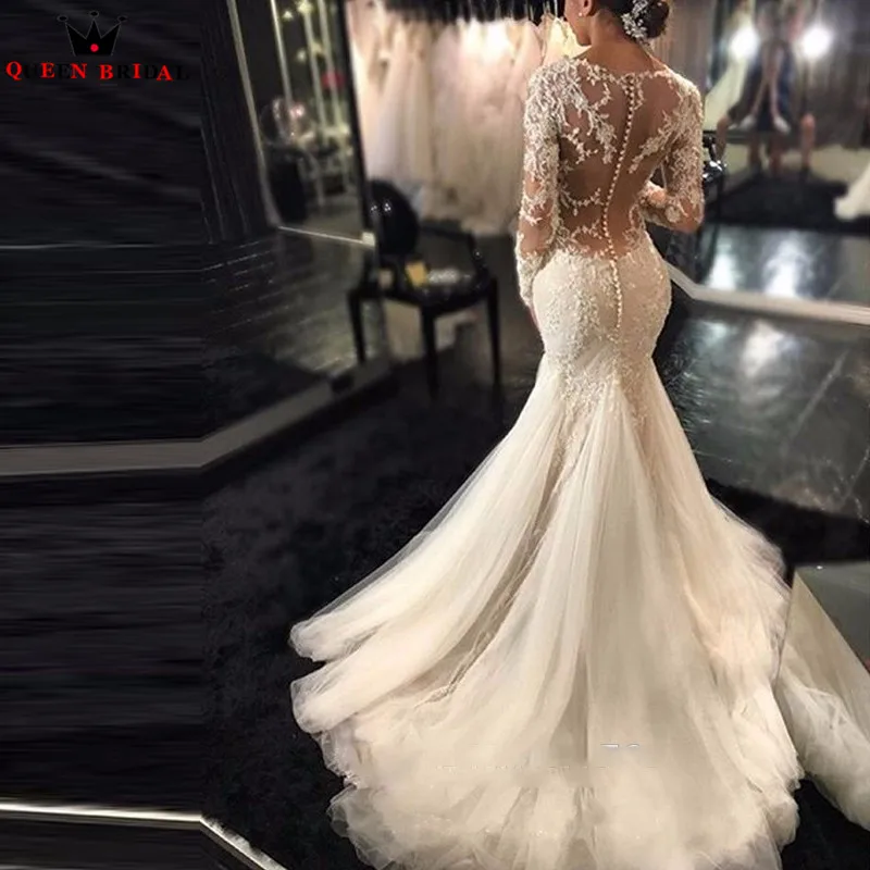 Платье с длинным рукавом кружевное винтажное формальное длинное WD14|wedding gowns|sleeved