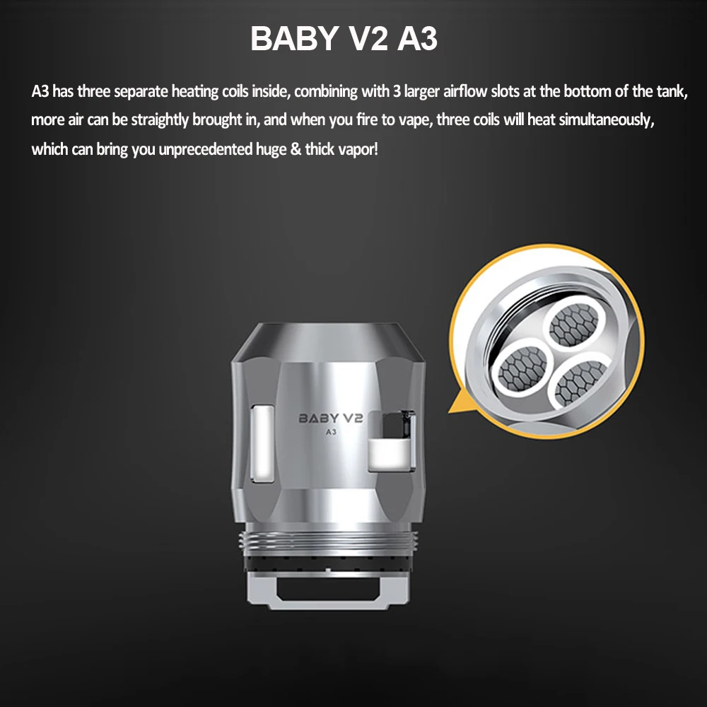 3 шт./лот Original SMOK TFV8 Детские V2 Катушки Катушка для электронной сигареты A1 A2 A3