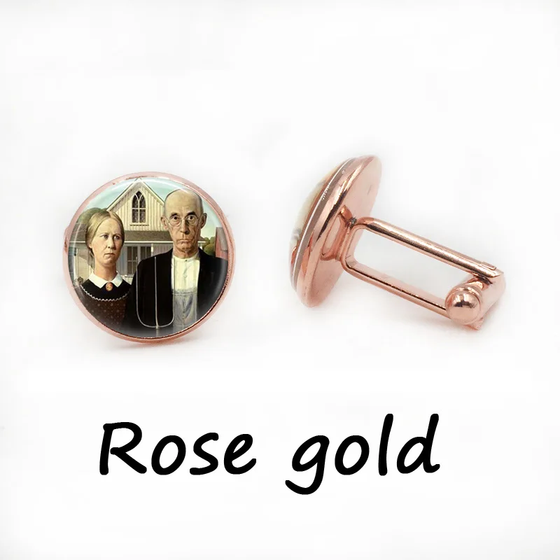 Американские готические запонки американские украшения Грант деревянные