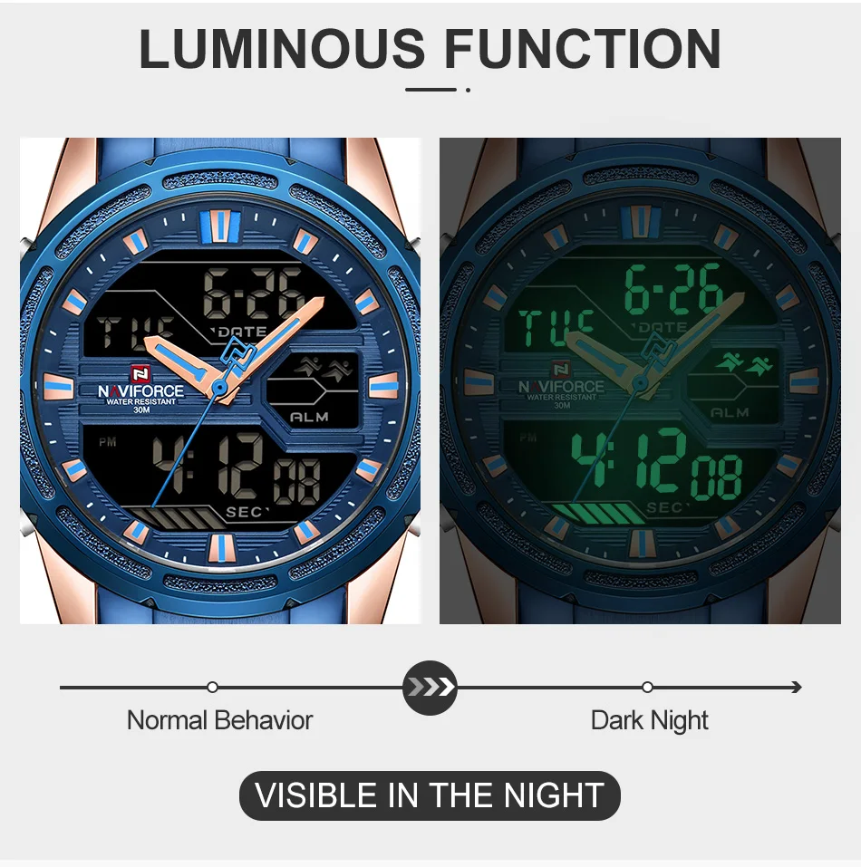 NAVIFORCE, люксовый бренд, мужские спортивные часы, мужские кварцевые, светодиодный, цифровые часы, мужские, полностью стальные, военные наручные часы, Relogio Masculino