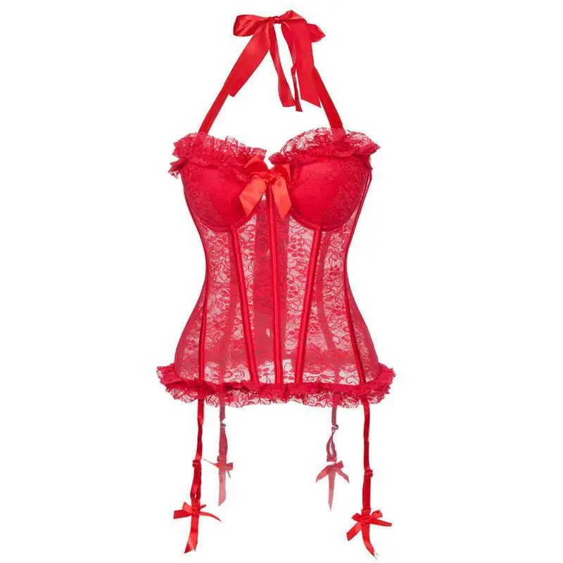Красный прозрачный кружевной Цветочный Топ Мягкий бюстгальтер корсет бюстье
