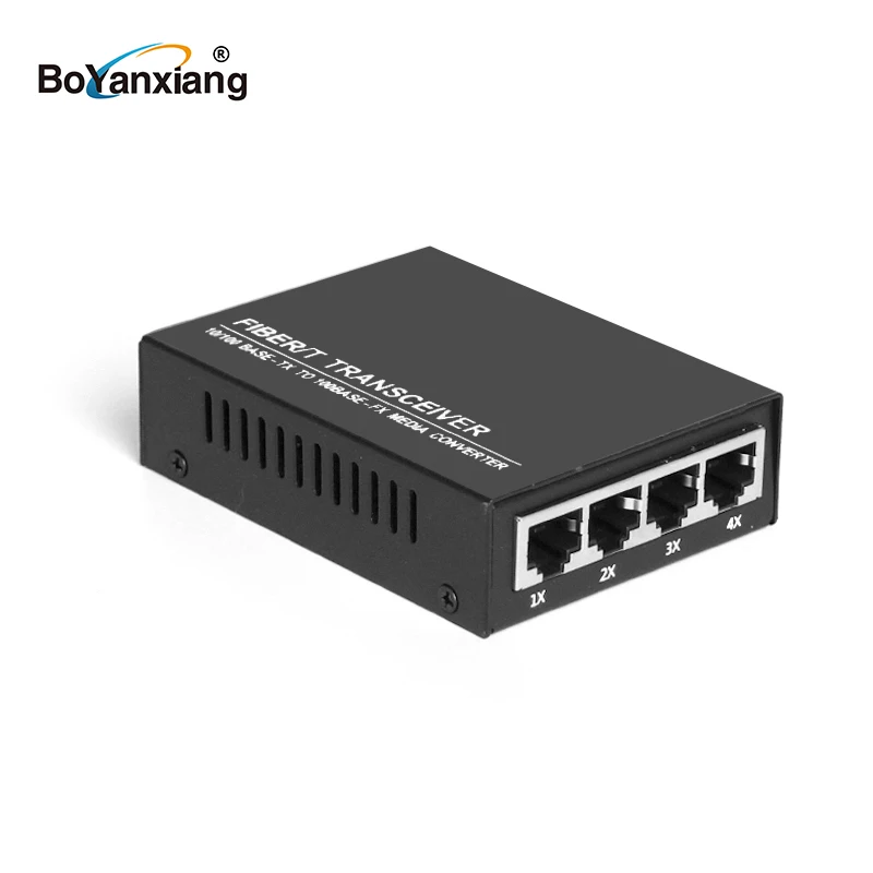 100M 1Light 4 Ports Fiber Transceiver Simplex Mode Media Converter Ethernet Switch Optical Optic | Мобильные телефоны и