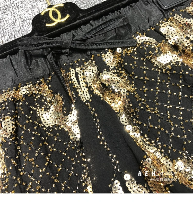 Cakucool новые женские роскошные шорты с пайетками шифон с бисером Bling геометрический узор короткие капри сексуальные вокационные Клубные шорты Femme