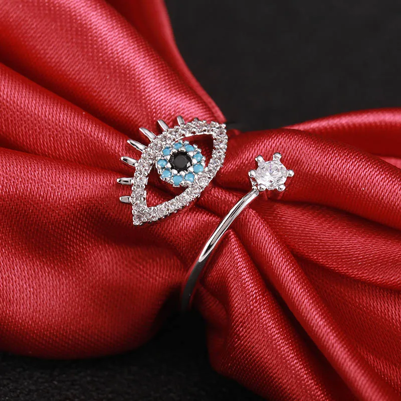 

Fashion Cubic Zircon Stone Eye Rings Open Ring for Women Cubic Zirconia Adjustable Bague Bijoux Accessories Gift Jewelry