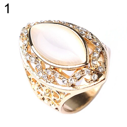 Hot Fashion Women's Luxury Royal Style Hollow Big Resin Opal Party Wedding Ring Jewelry 9B12 | Rings