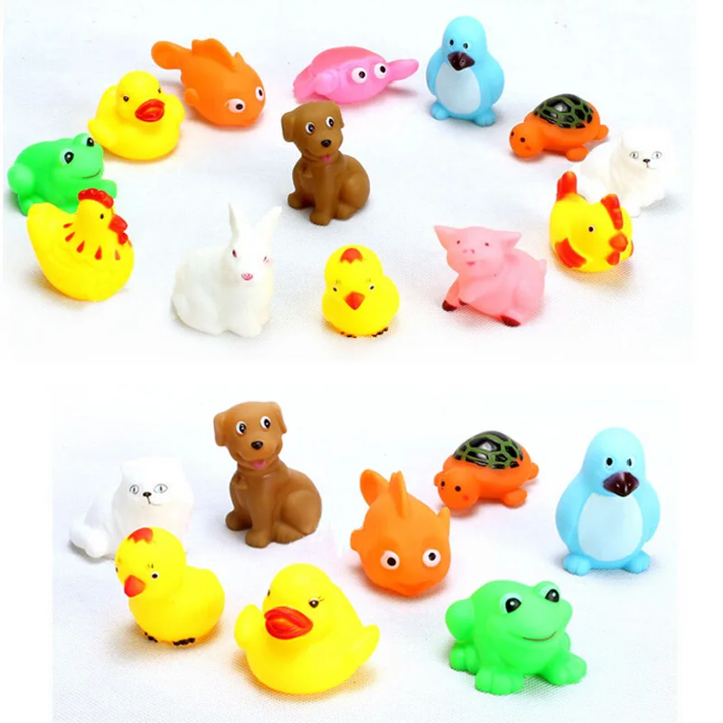 12 шт. Милая резинка для животных со звуковыми игрушками детской душевой ванны
