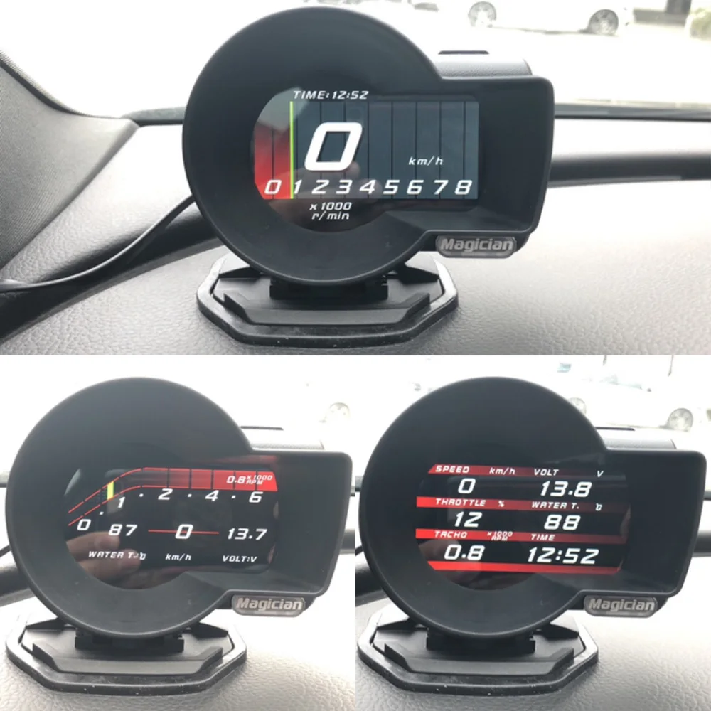 Magician OBD дисплей Автомобильный цифровой датчик напряжения измеритель скорости температура воды сигнализация авто диагностический инструмент автомобильные аксессуары