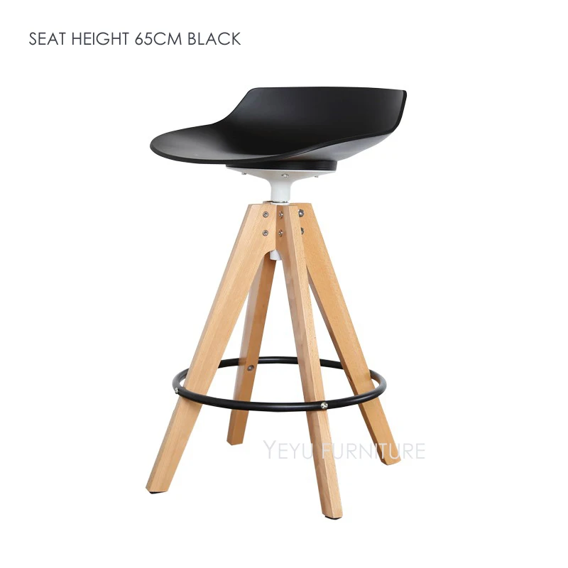 SH65CM BLACK Высота сиденья 65 см 75 см Современный Лофт Дизайн Массив дерева поворотный кухня номер счетчик табурет, классический Дизайн барный стул 1 шт - Цвет: SH65CM BLACK